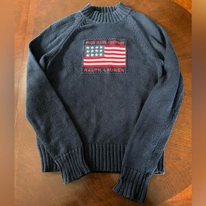 Polo Jeans Co. Ralph Lauren 100% Cotton American Flag Classic Sweater Size Small